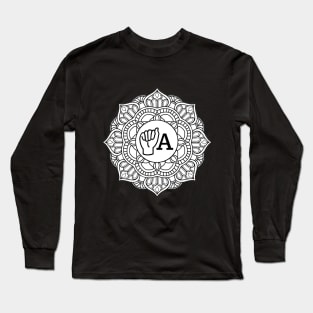 Letter A - Mandala ASL - American sign language gift, Long Sleeve T-Shirt